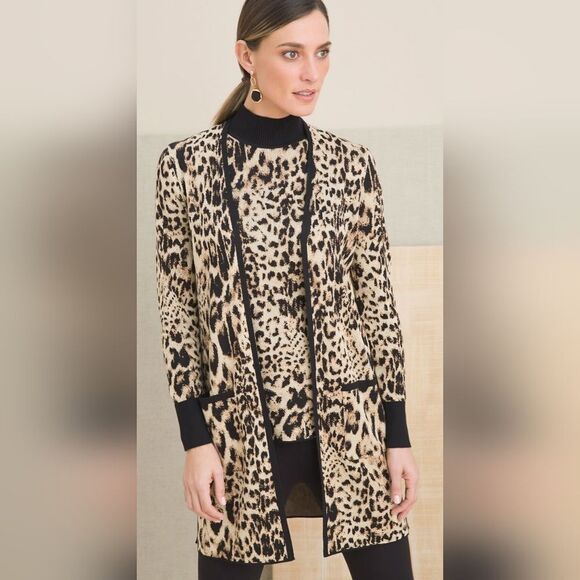 Chico's Leopard Print Everyday Cardigan (3) - Picture 1 of 9
